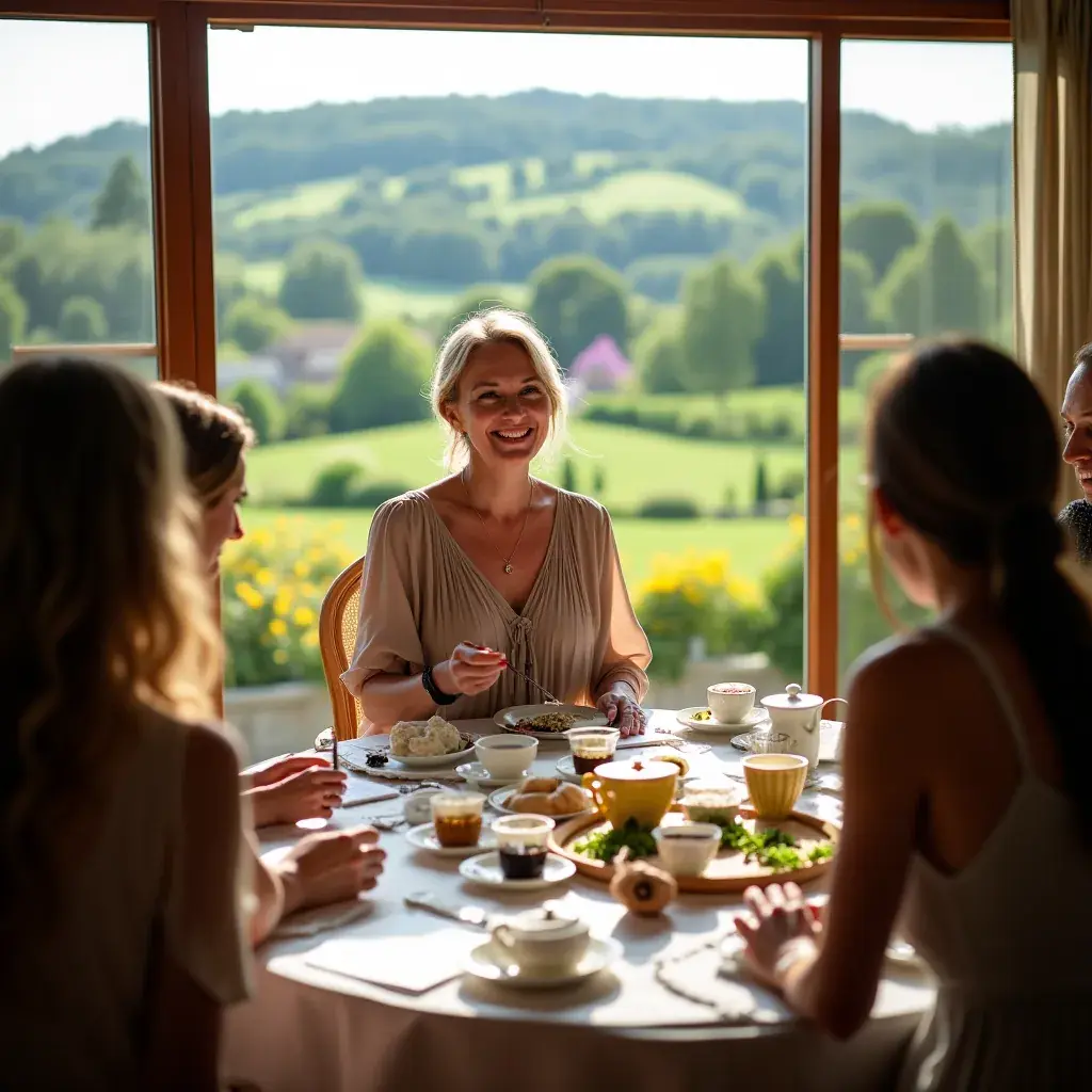 Gros plan sur une cuillère en bois remplie de mélange d'herbes pour le thé de gestion du diabète.