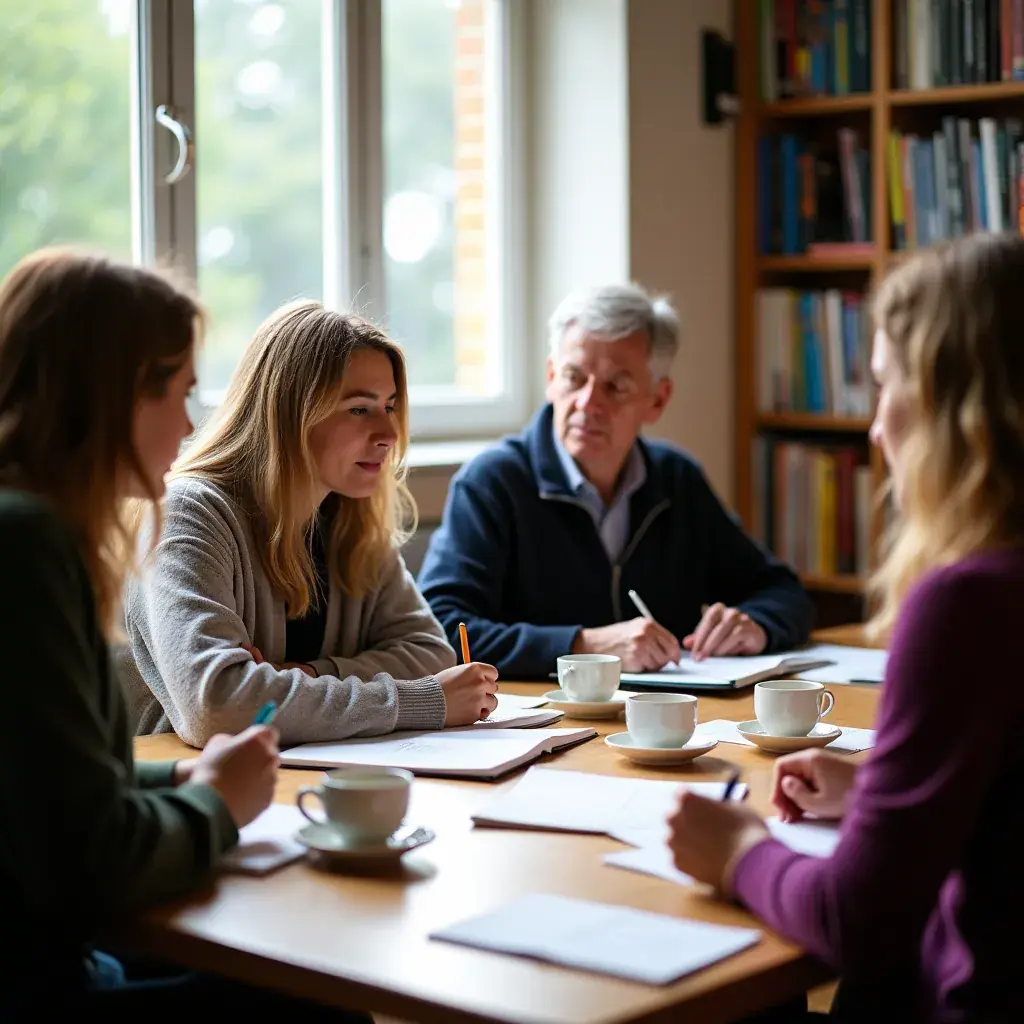 Thé fumant dans une tasse en porcelaine, symbole de relaxation matinale.